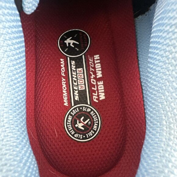 Skechers Synergy Sandlot Alloy Toe Sneaker Work Shoe Black Blue Womens 8.5 EW - Picture 7 of 13